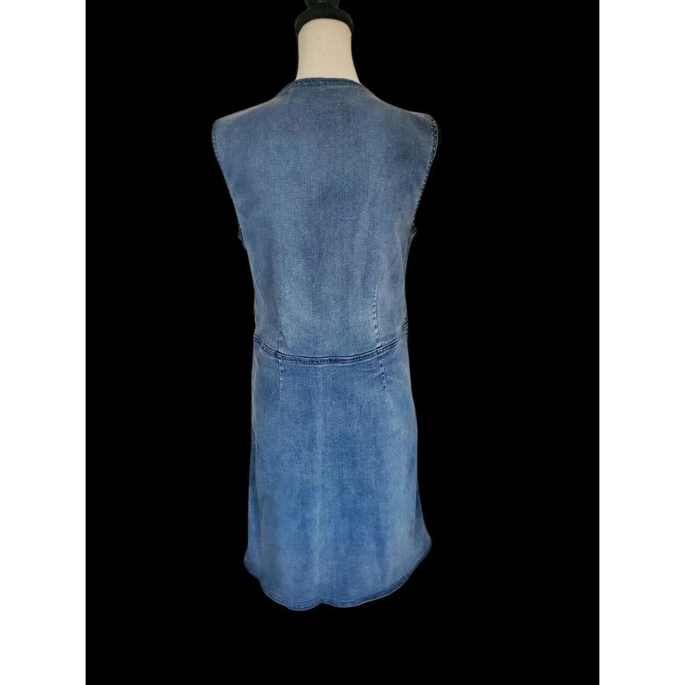 Lola Jeans Sleeveless Lace-Up Blue Stretch Denim Knee-Length Dress Sz M EUC - Picture 3 of 5